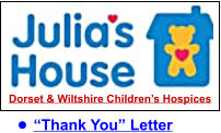 •	“Thank You” Letter Dorset & Wiltshire Children’s Hospices
