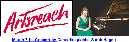 March 7th - Concert by Canadian pianist Sarah Hagen