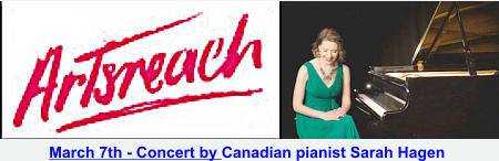 March 7th - Concert by Canadian pianist Sarah Hagen